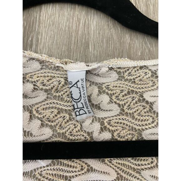 BECCA BY REBECCA VIRTUE Sundown Zigzag Crochet Tan White Tunic cover up, MP $88 - Picture 8 of 9